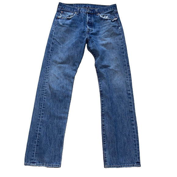 Levi’s 501 Vintage jeans Button fly Denim 501 red logo tag Size 33 x 34 Grunge - Picture 1 of 13